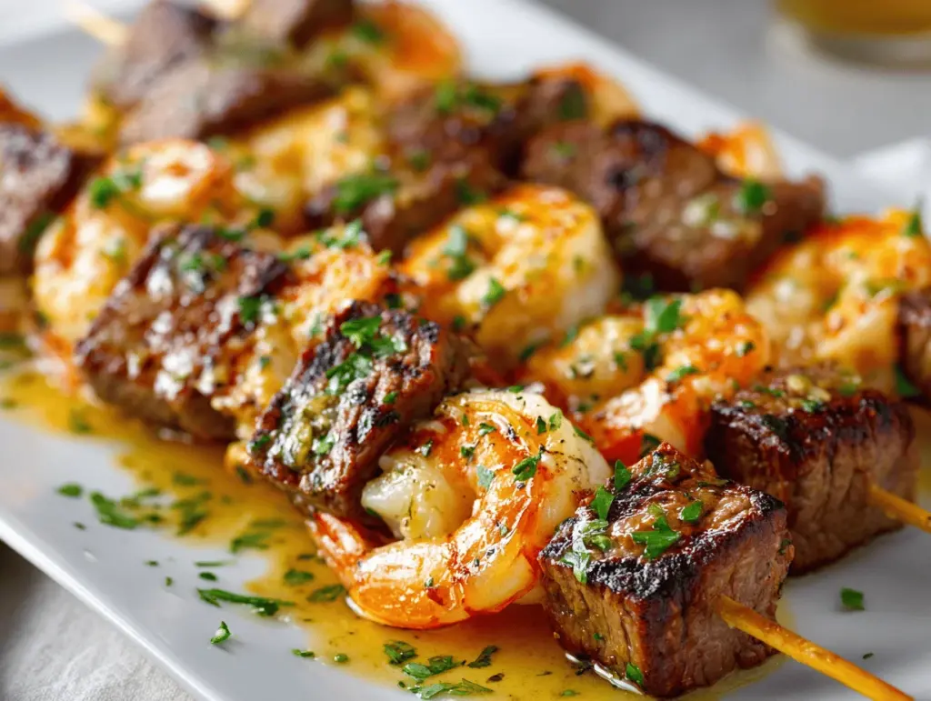 steak and shrimp skewers - featured image