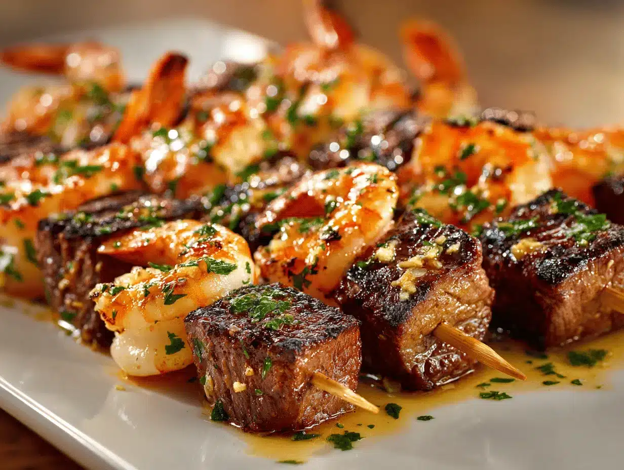 steak and shrimp skewers preparation steps