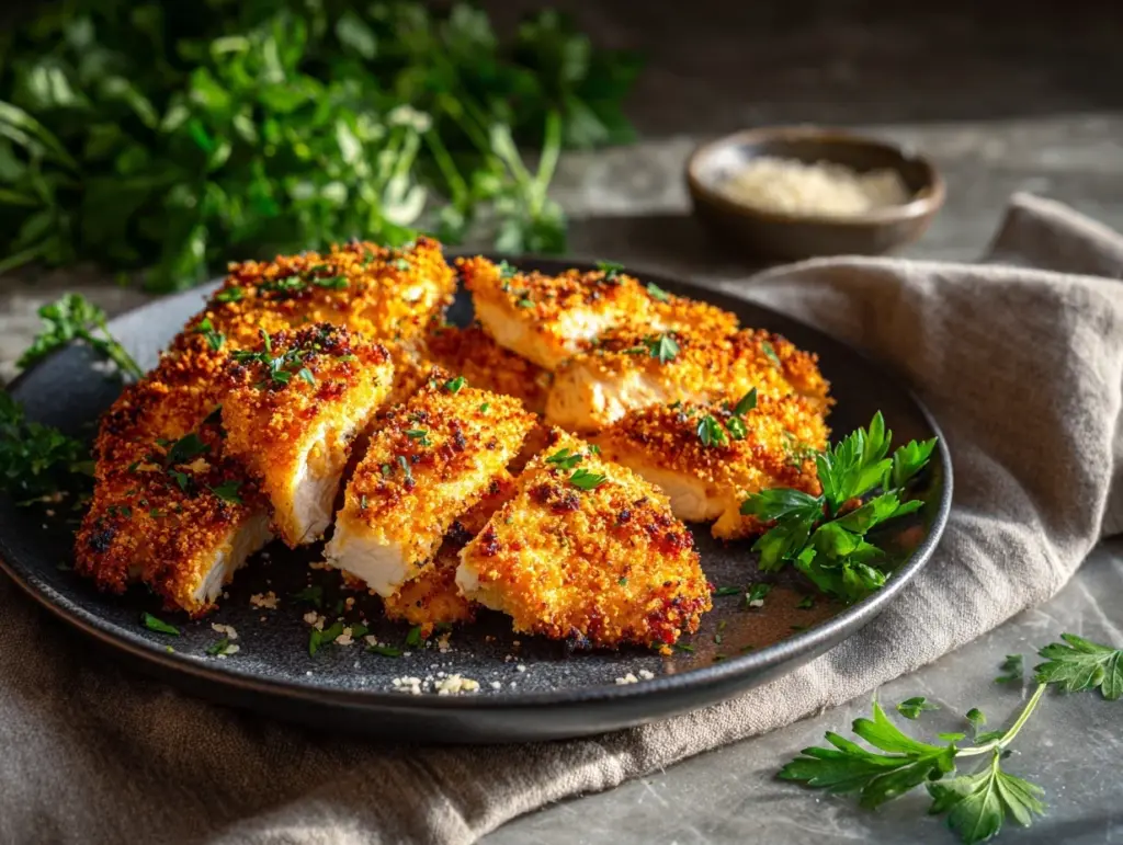 air fryer parmesan crusted chicken - featured image