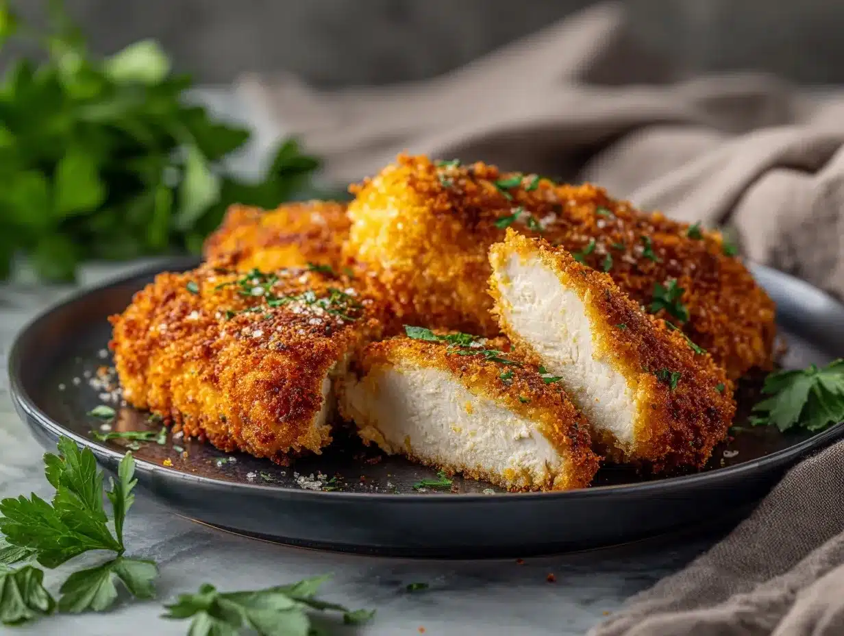 air fryer parmesan crusted chicken preparation steps