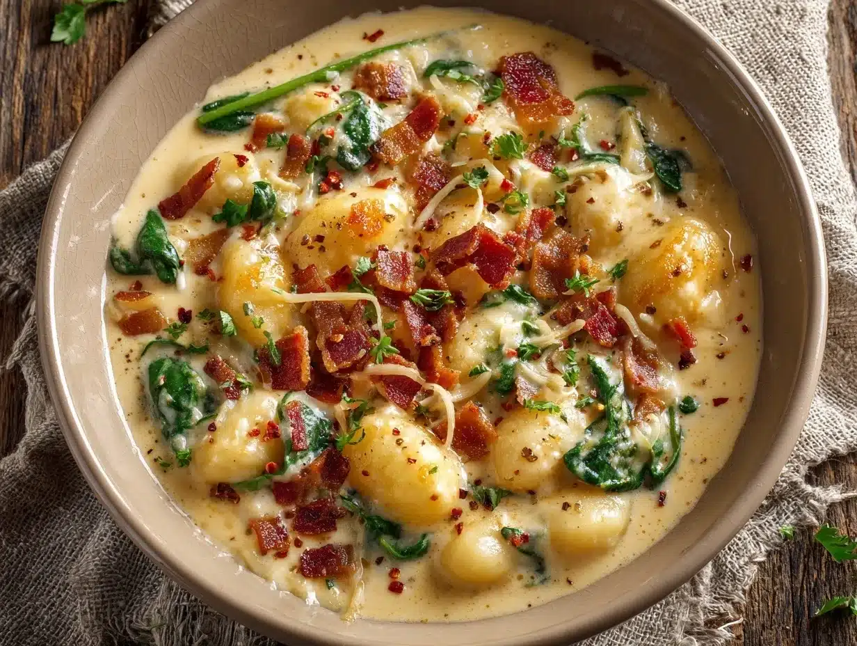 Bacon Cheddar Gnocchi Soup preparation steps