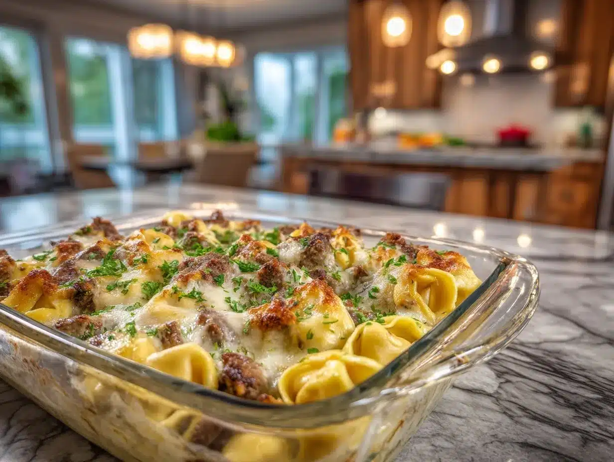 Cheese Steak Tortellini Casserole preparation steps