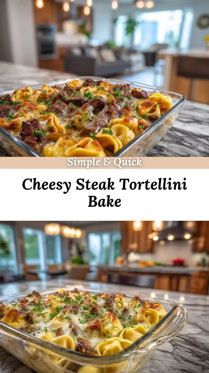 Cheese Steak Tortellini Casserole recipe
