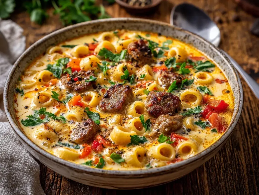 creamy sausage ditalini soup - featured image