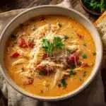 Crock Pot Creamy Chicken Parmesan Soup - featured image