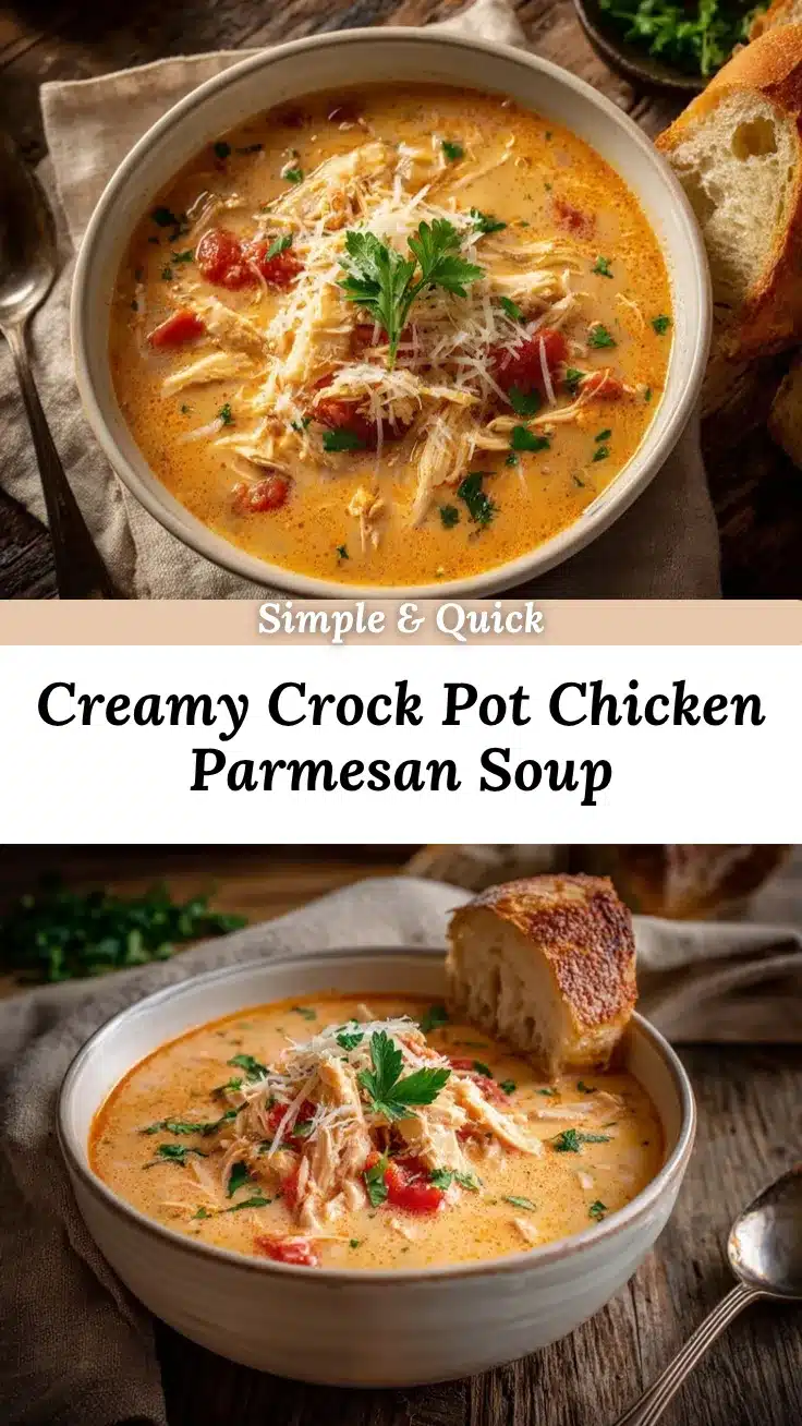 Crock Pot Creamy Chicken Parmesan Soup recipe