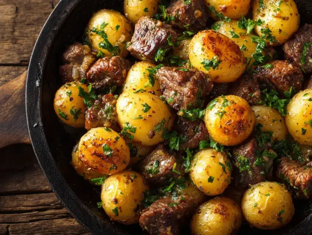 garlic butter beef bites - featured image