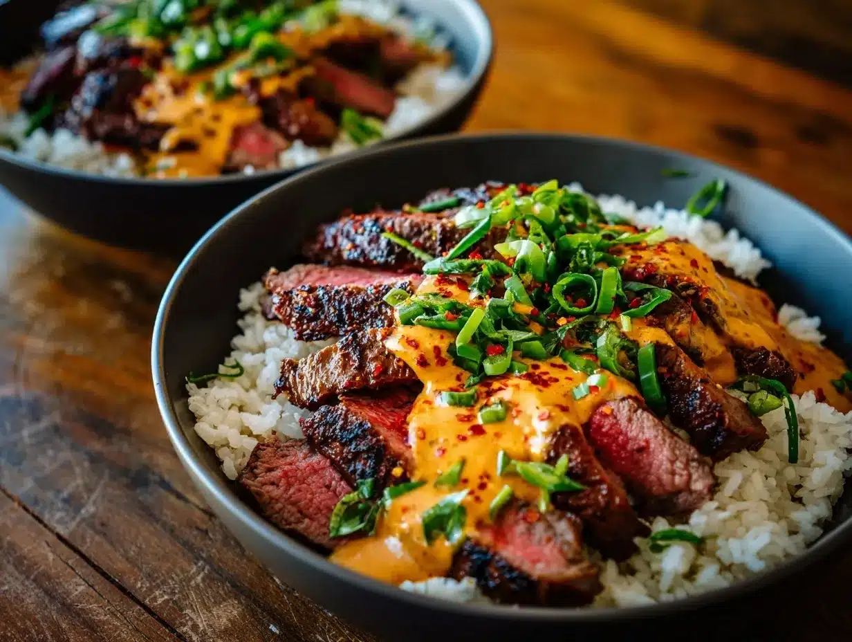 Korean BBQ Steak Rice Bowls preparation steps