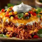layered burrito casserole - featured image