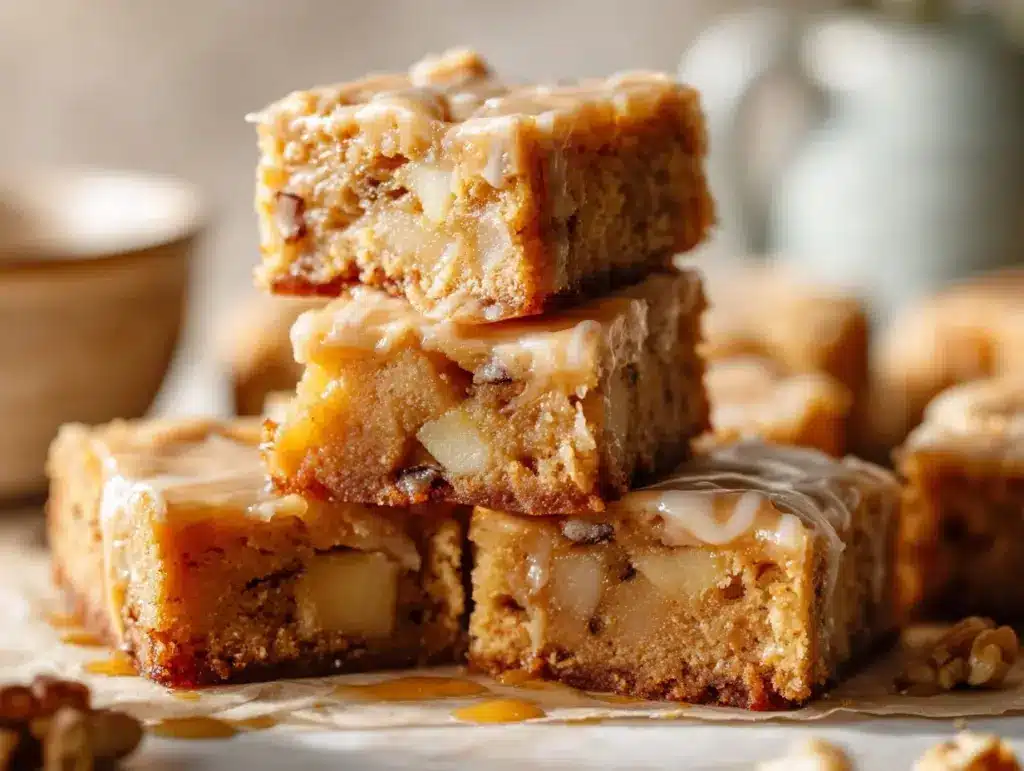maple glazed apple blondies - featured image
