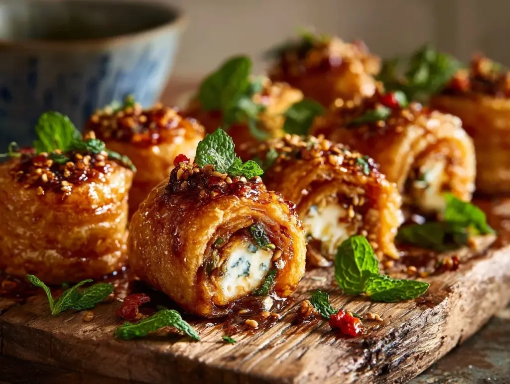 oven fried feta rolls - featured image