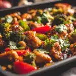 sheet pan cashew chicken - featured image