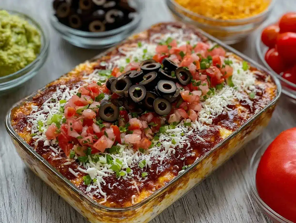 American Flag Taco Dip preparation steps