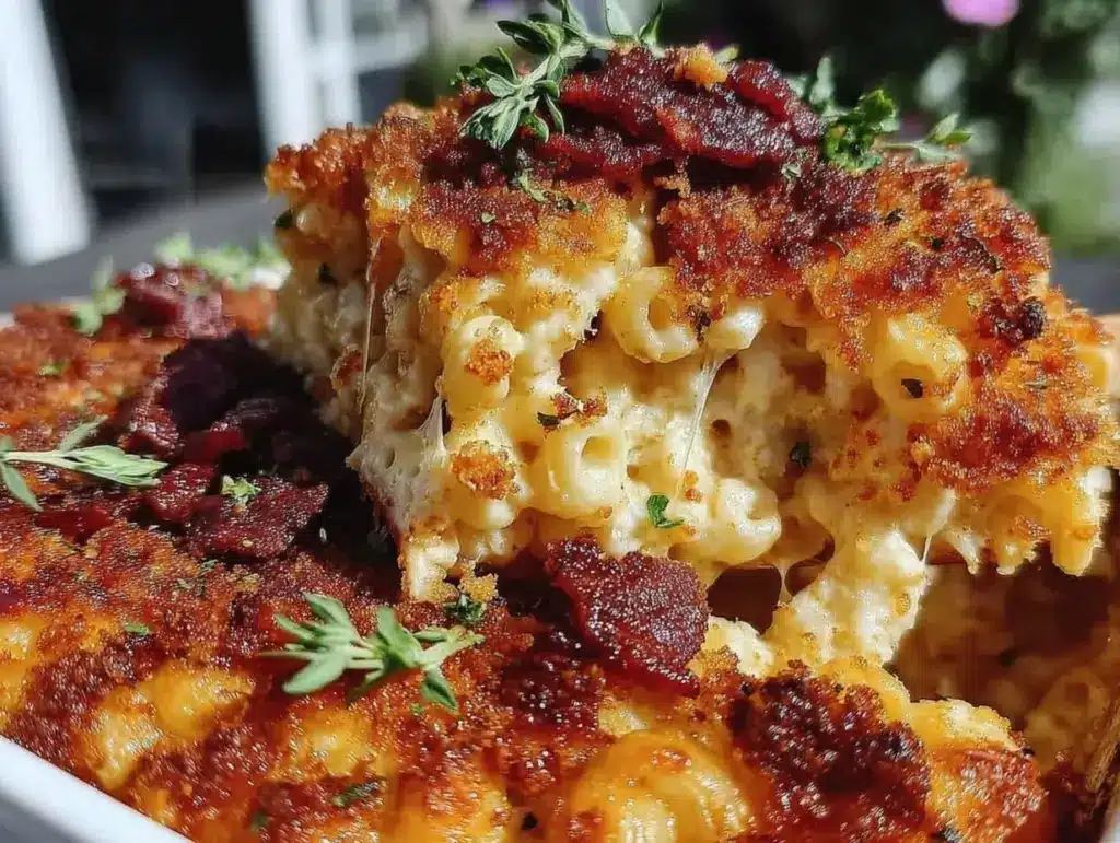 bacon jalapeño baked mac and cheese - featured image