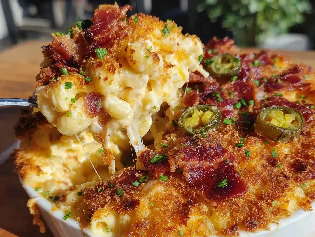 bacon jalapeño baked mac and cheese preparation steps