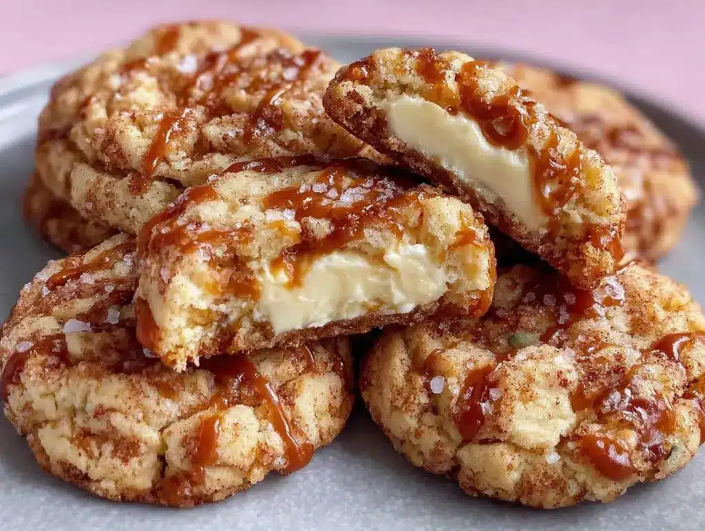 caramel apple cheesecake snickerdoodle cookies - featured image