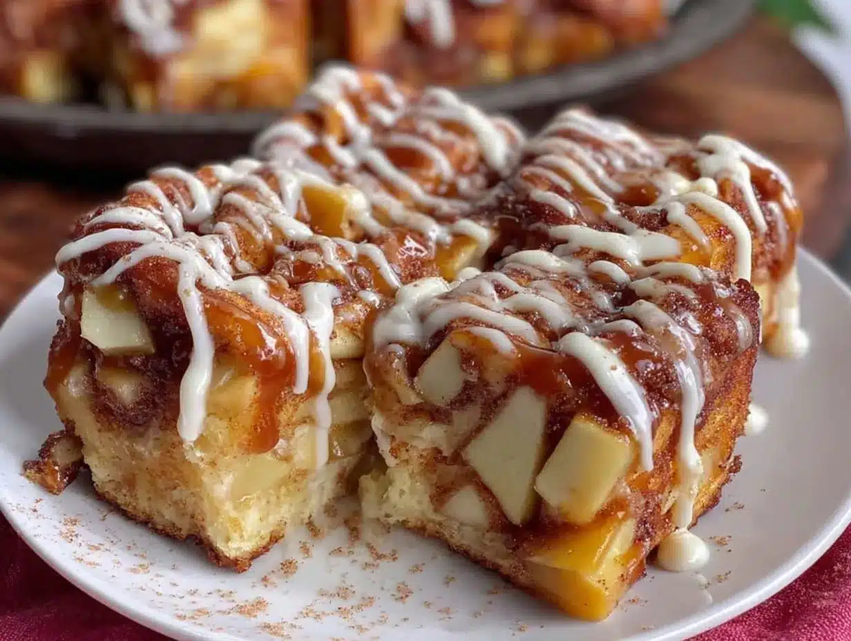 Caramel Apple Cinnamon Roll Cake preparation steps