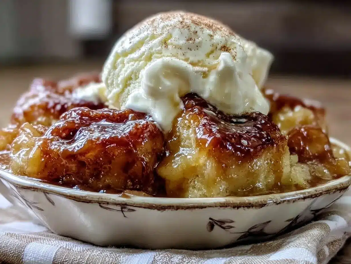 Caramel Apple Cinnamon Roll Cobbler preparation steps