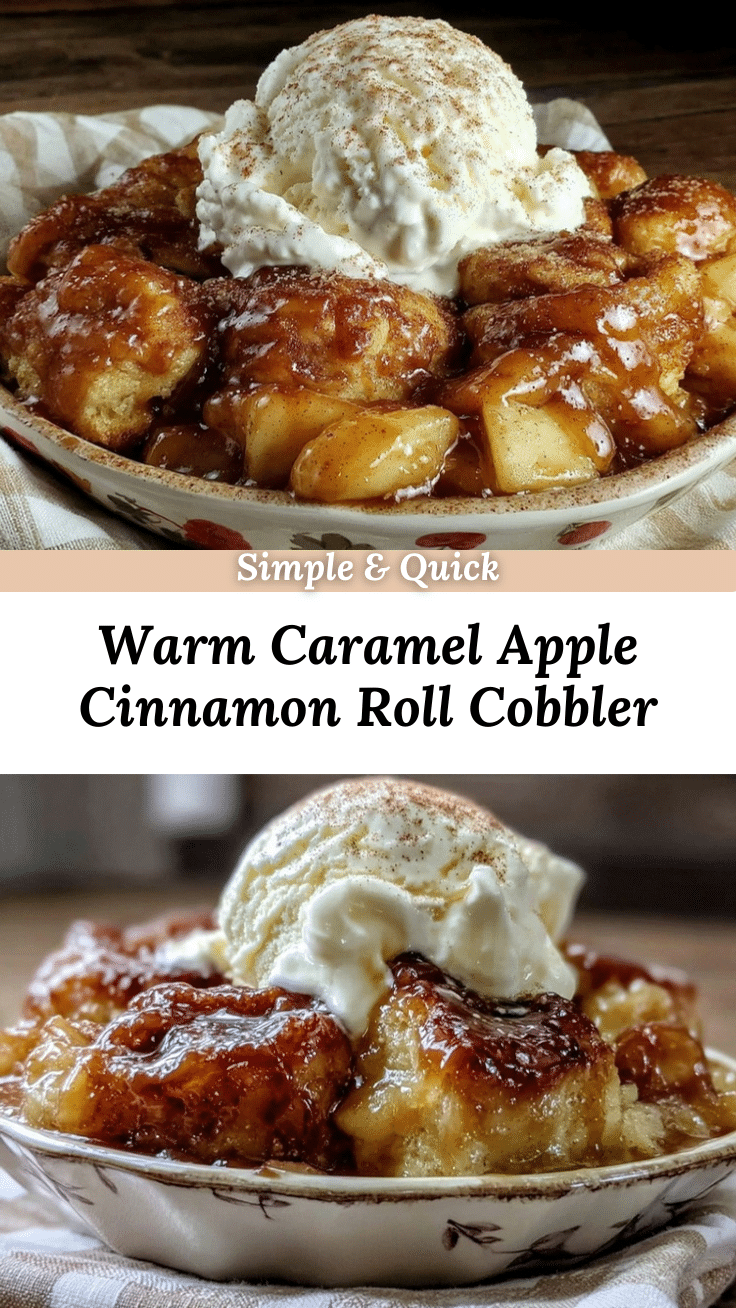 Caramel Apple Cinnamon Roll Cobbler recipe