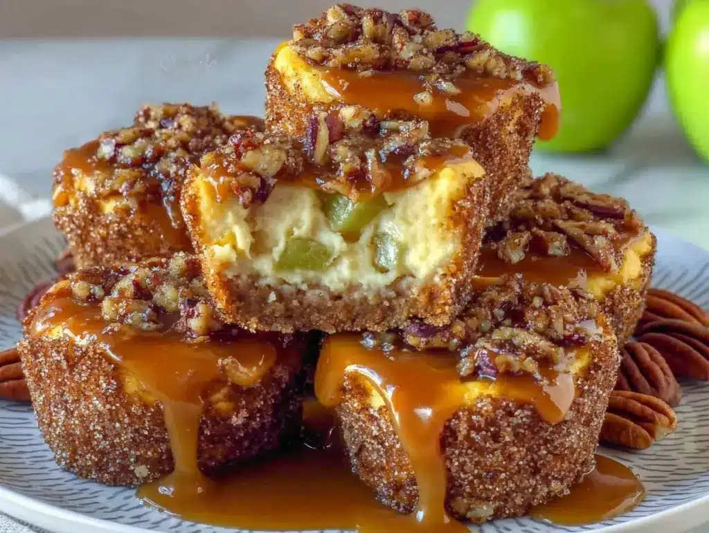 caramel apple pecan cheesecake bites - featured image