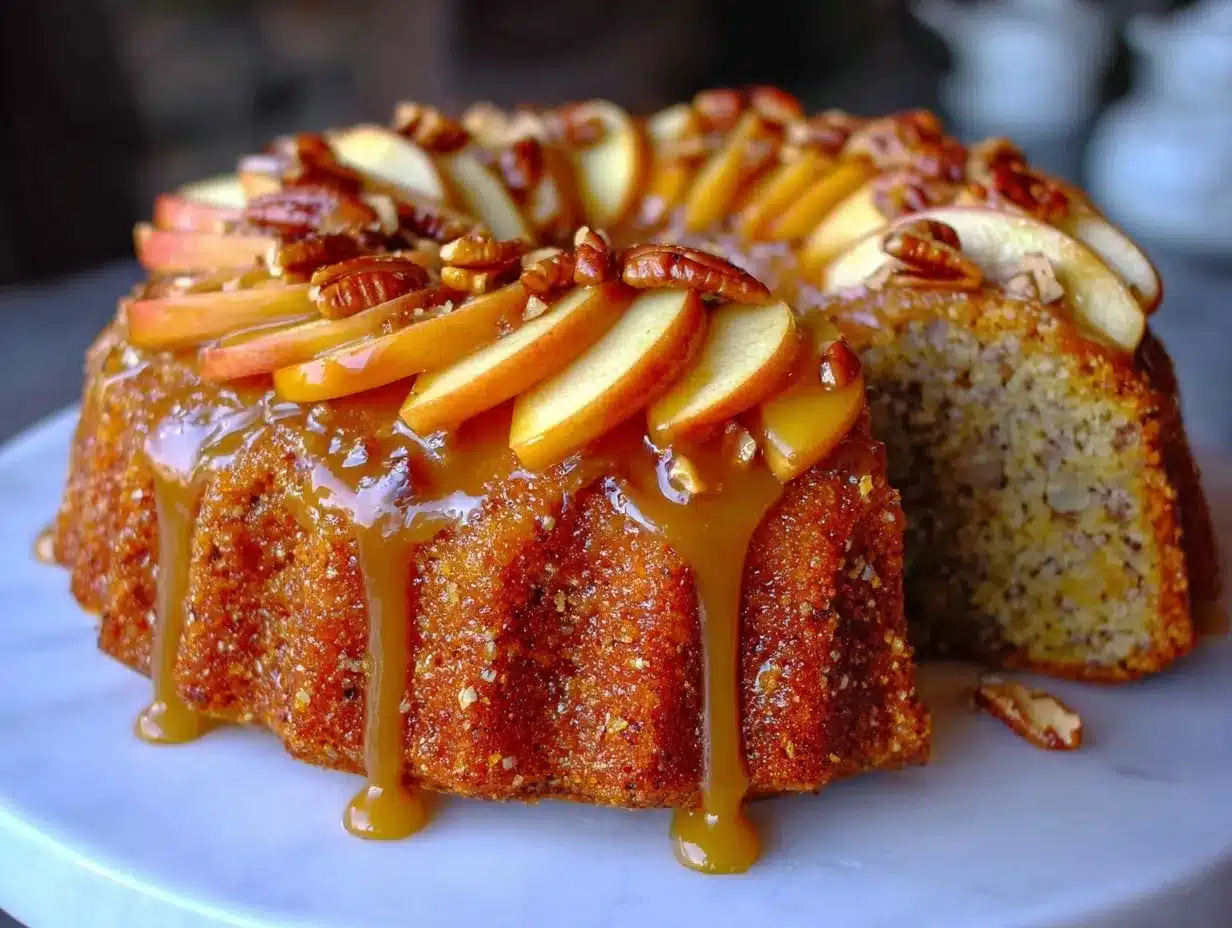 Caramel Apple Pecan Upside-Down Bundt Cake preparation steps