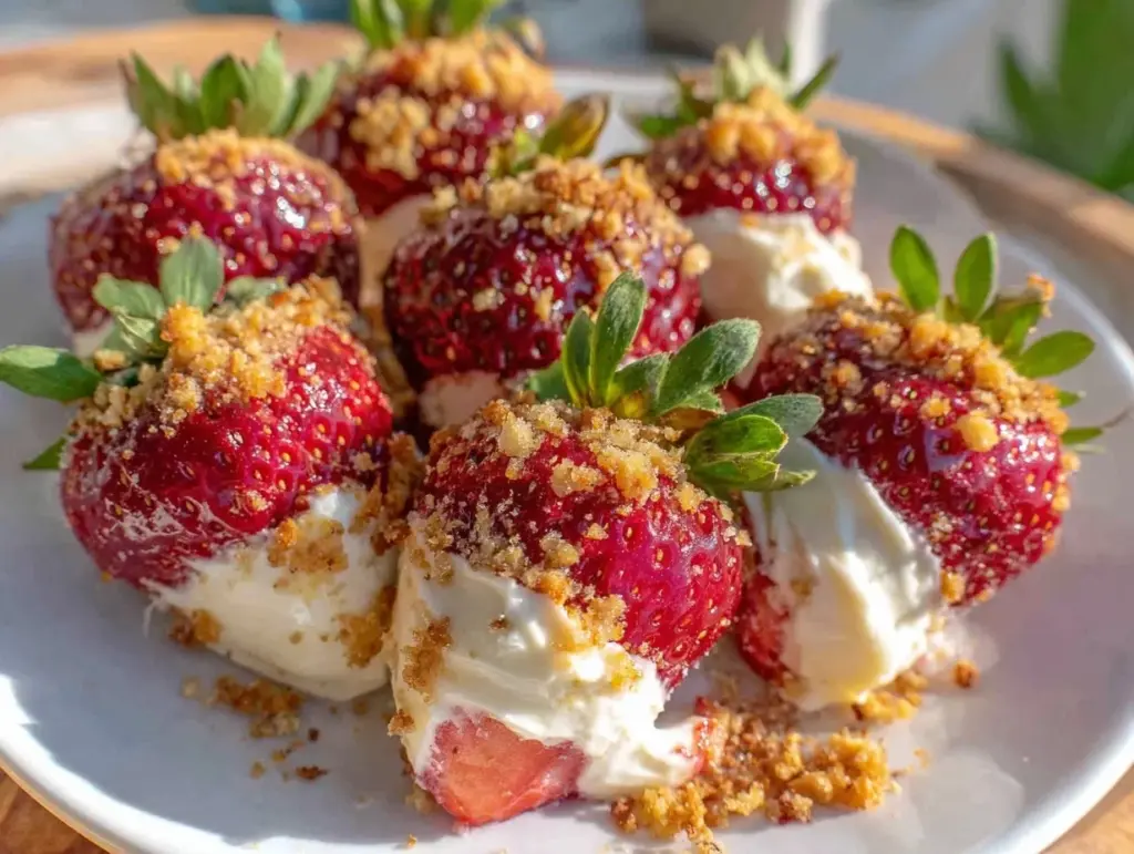 cheesecake stuffed strawberries - featured image