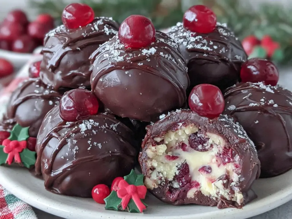 cherry bourbon balls - featured image