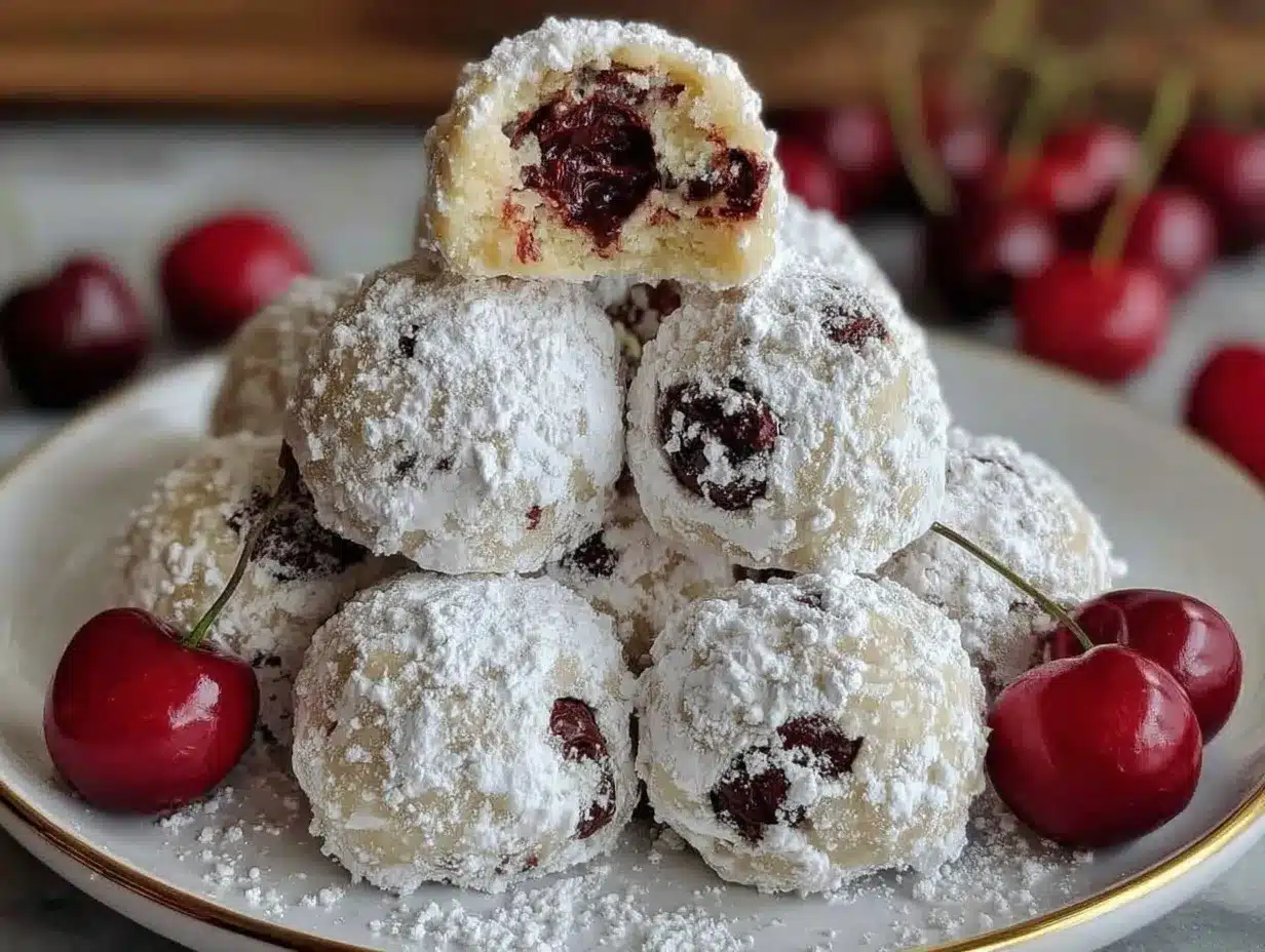 chocolate cherry snowball cookies preparation steps