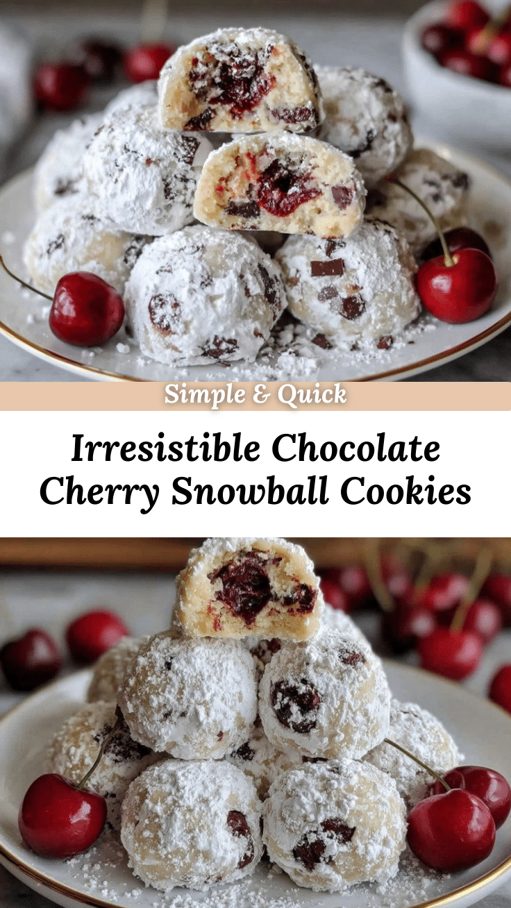 chocolate cherry snowball cookies recipe