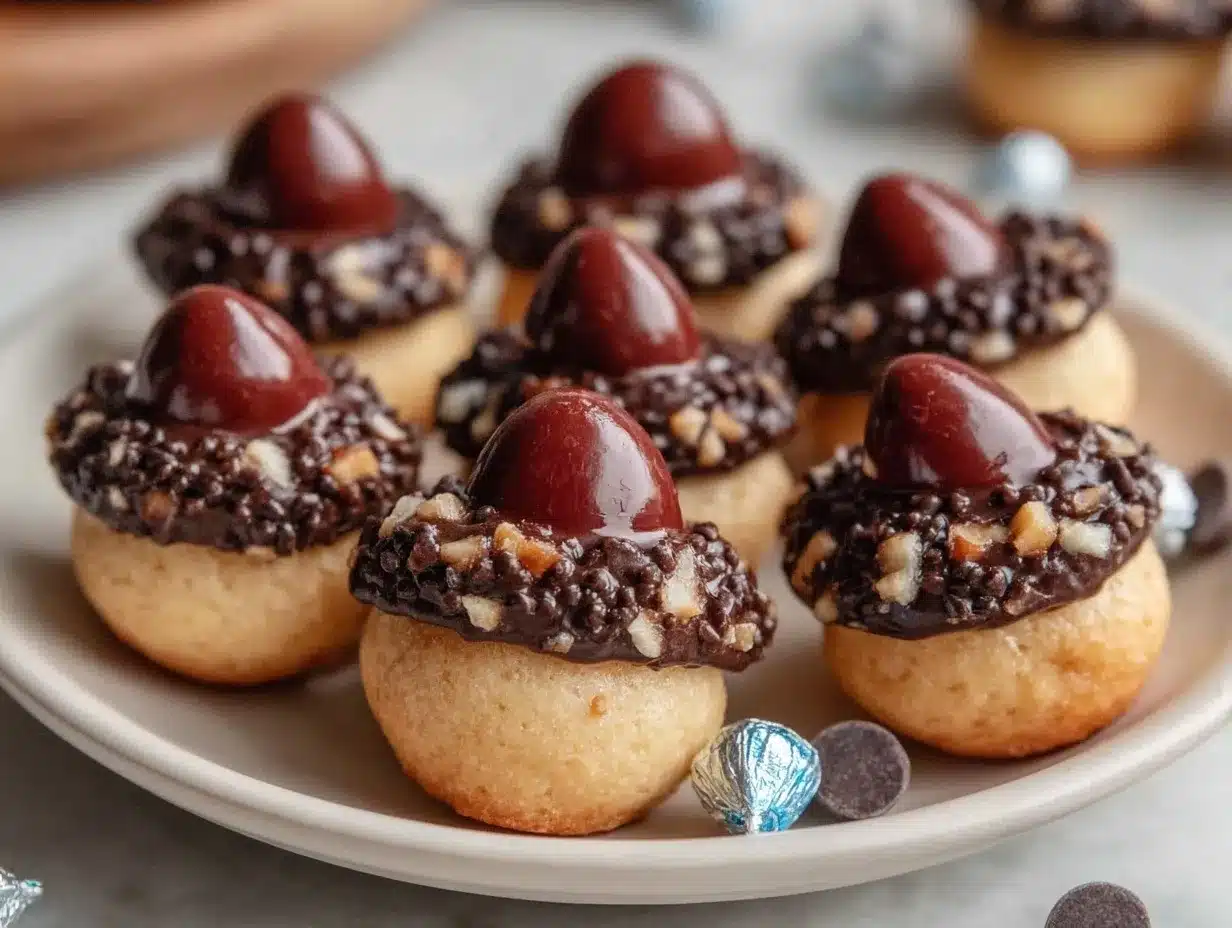 Chocolate Kiss Acorn Cookies preparation steps