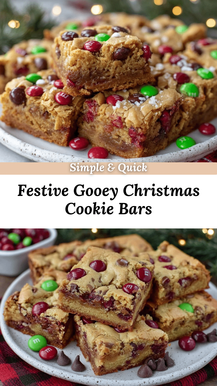Christmas M&M chocolate chip cookie bars recipe