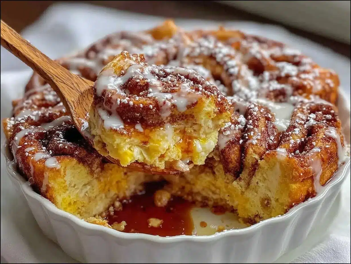Cinnamon Roll Overnight French Toast Casserole preparation steps