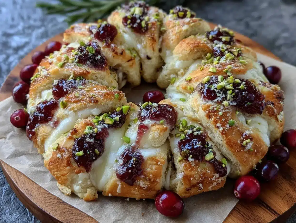 Cranberry Brie Crescent Wreath preparation steps