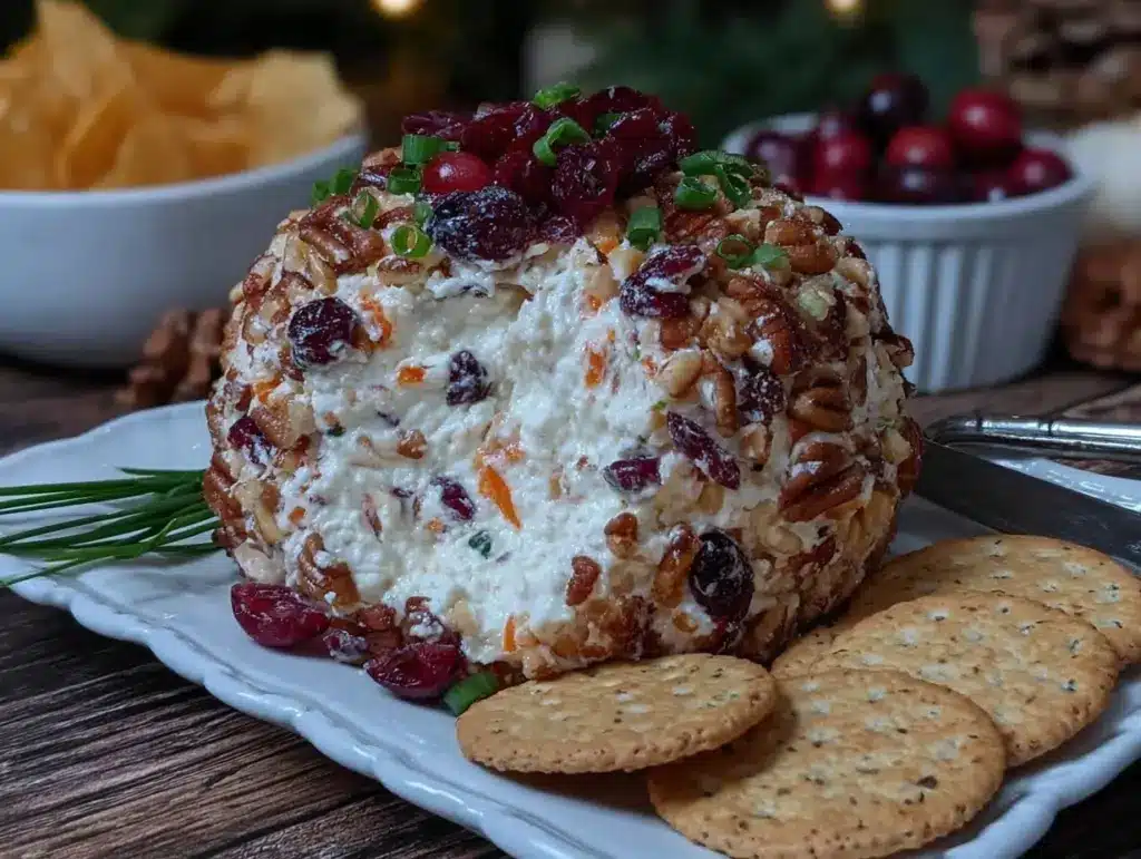 cranberry pecan cheeseball - featured image