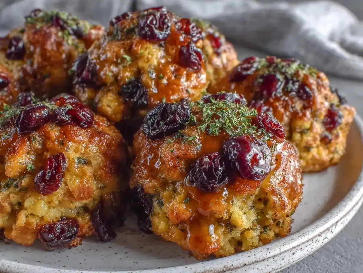 Cranberry Turkey Stuffing Balls preparation steps