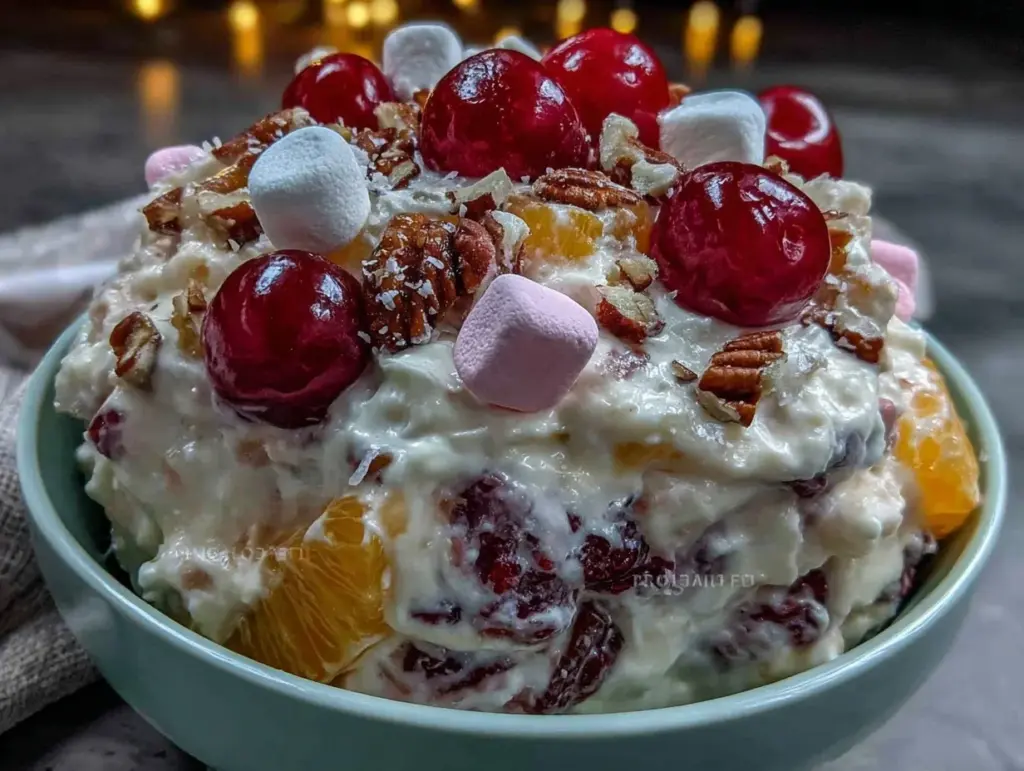 creamy ambrosia salad - featured image