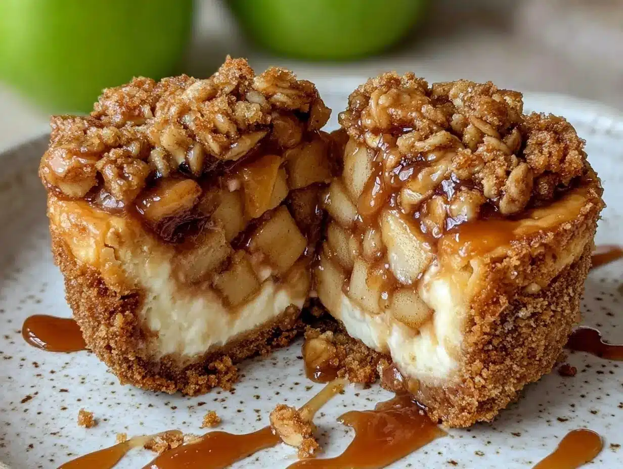 Creamy Apple Crisp Mini Cheesecakes preparation steps