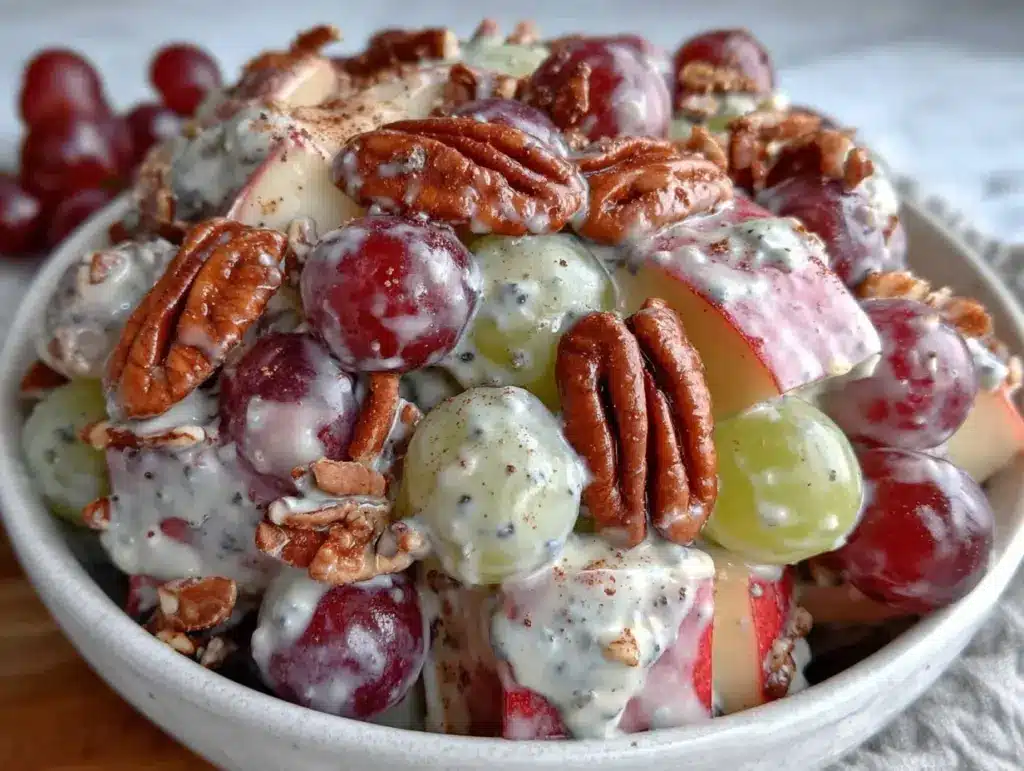 creamy apple grape pecan salad - featured image