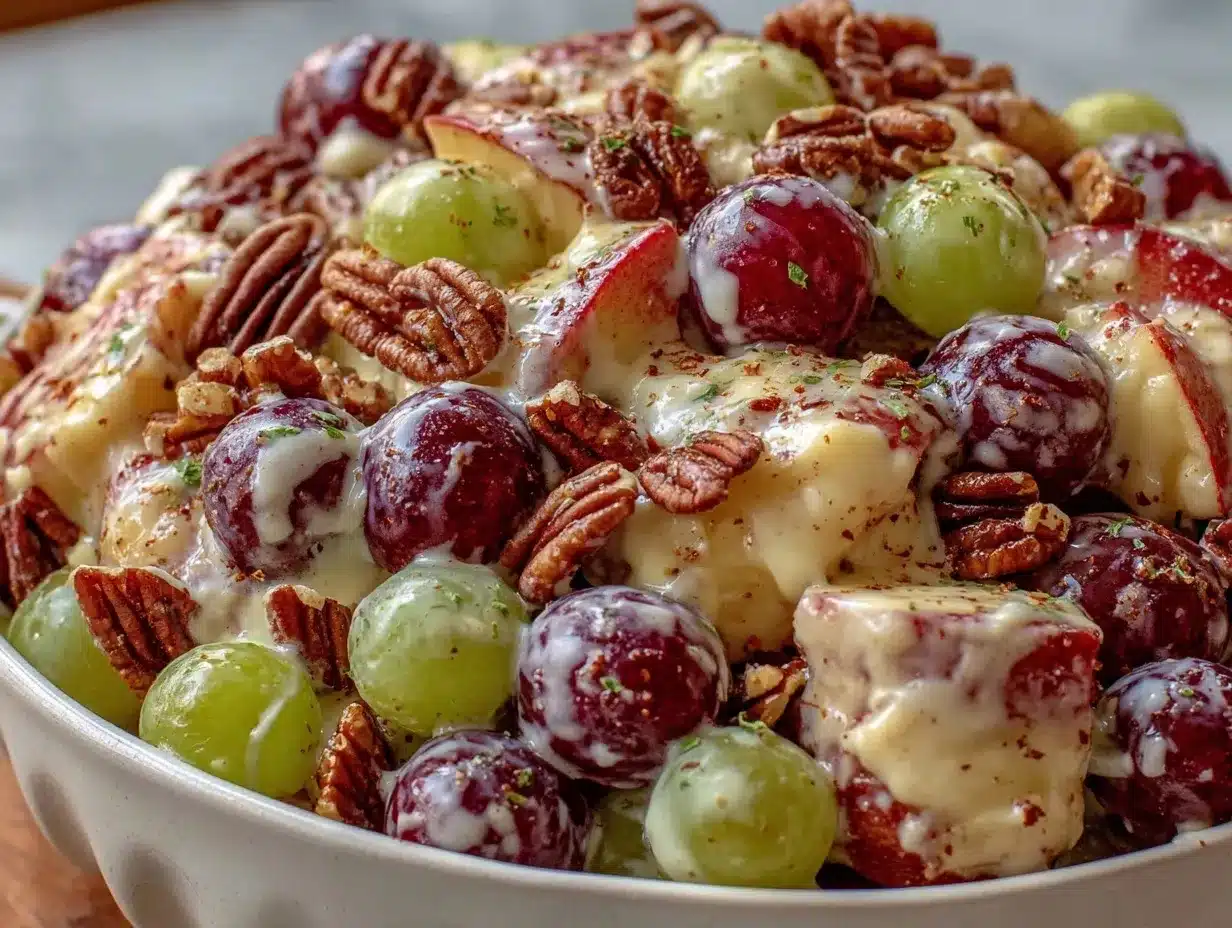 creamy apple grape pecan salad preparation steps