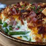 creamy bacon green bean casserole - featured image