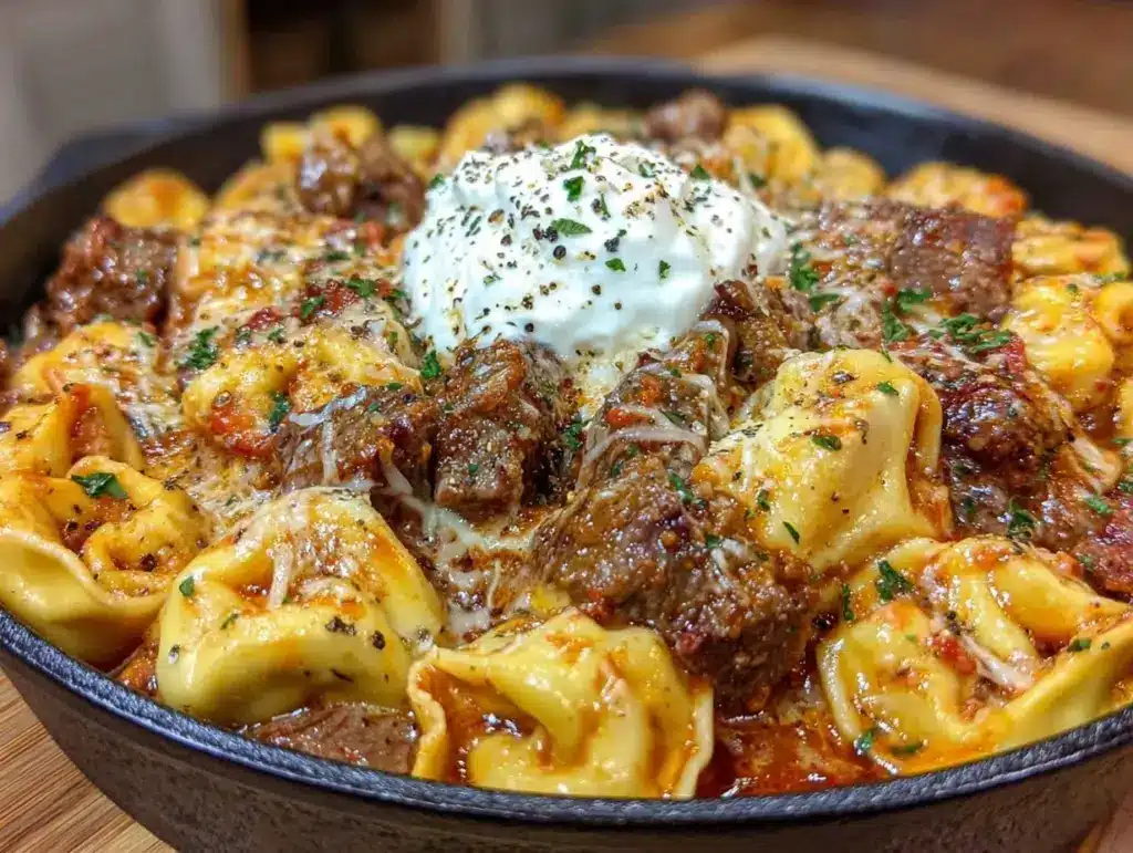 Creamy Beef Stroganoff Tortellini Bake - featured image