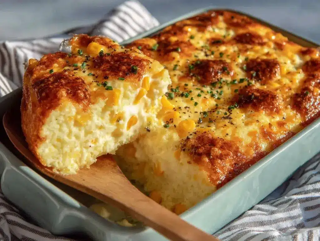 creamy corn casserole - featured image