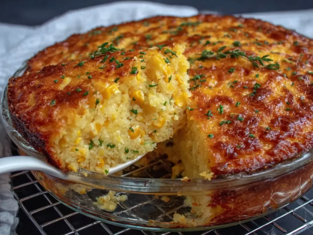 creamy corn casserole with cheese - featured image