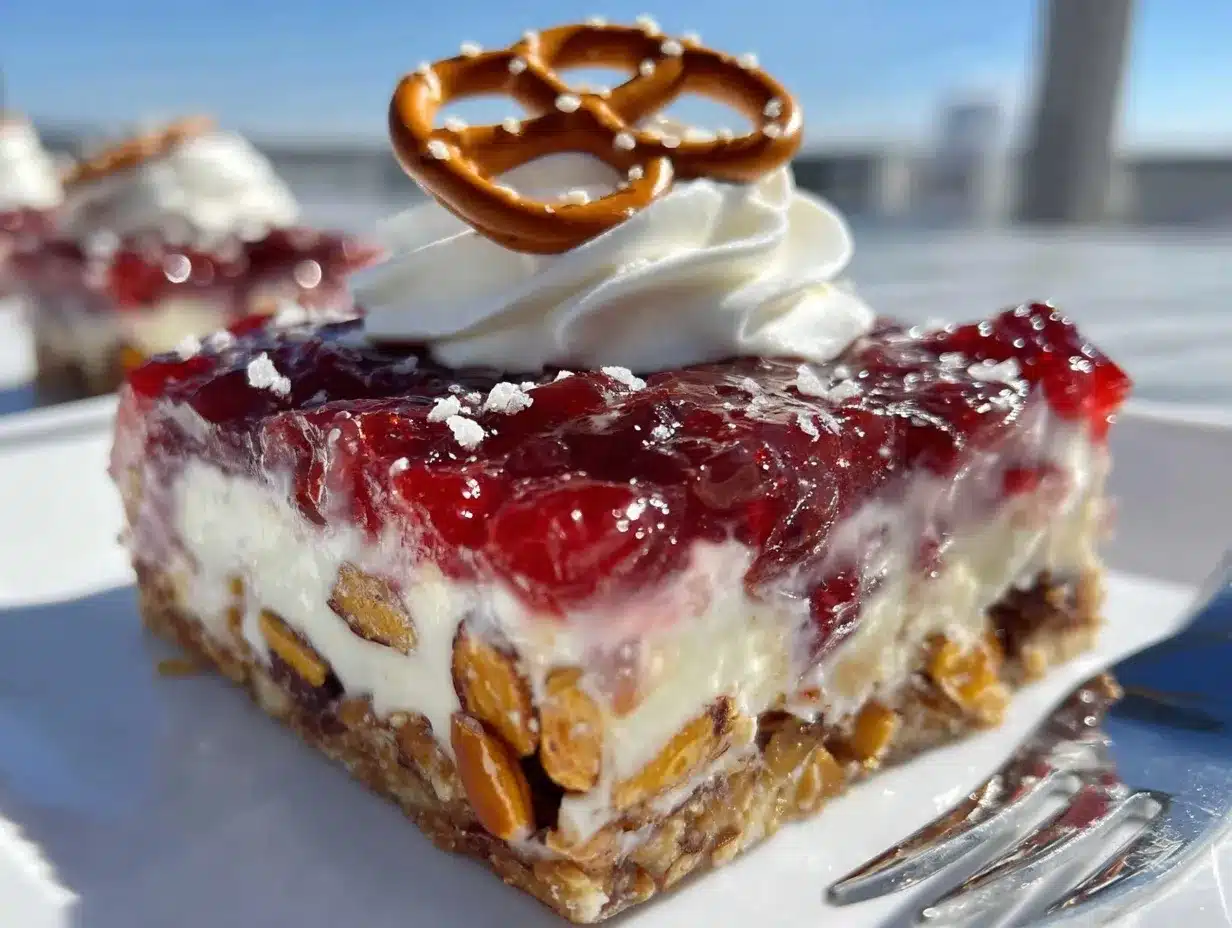 creamy cranberry pretzel salad preparation steps