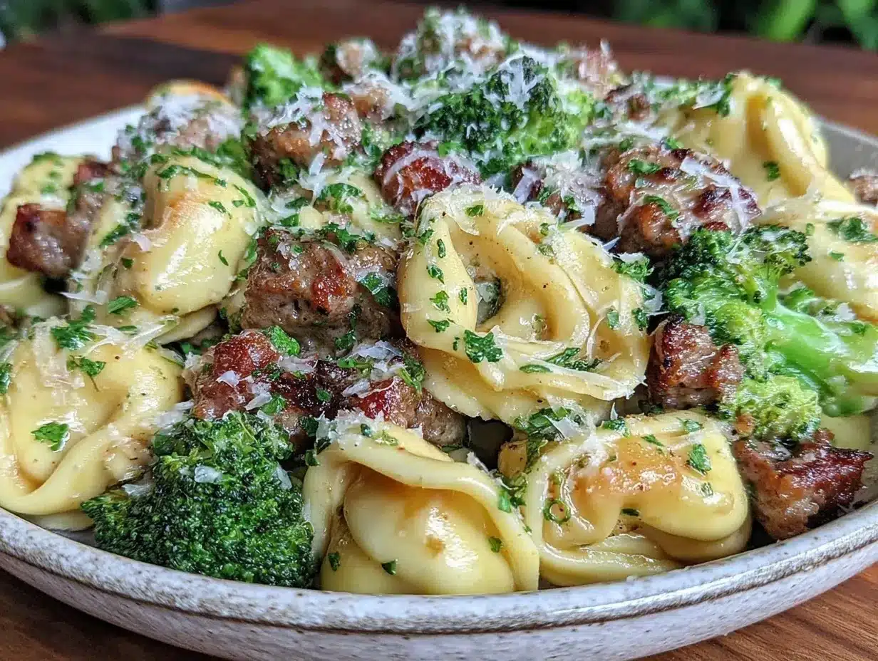 Creamy Garlic Parmesan Tortellini Bake preparation steps