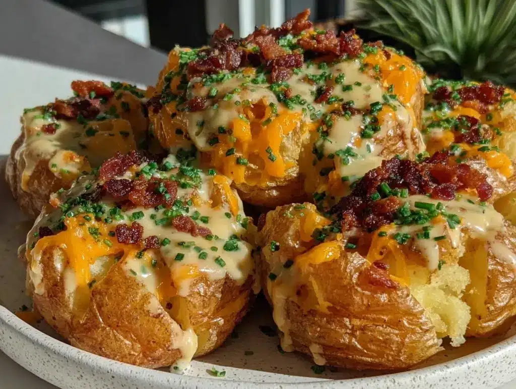 creamy garlic ranch smashed potatoes - featured image