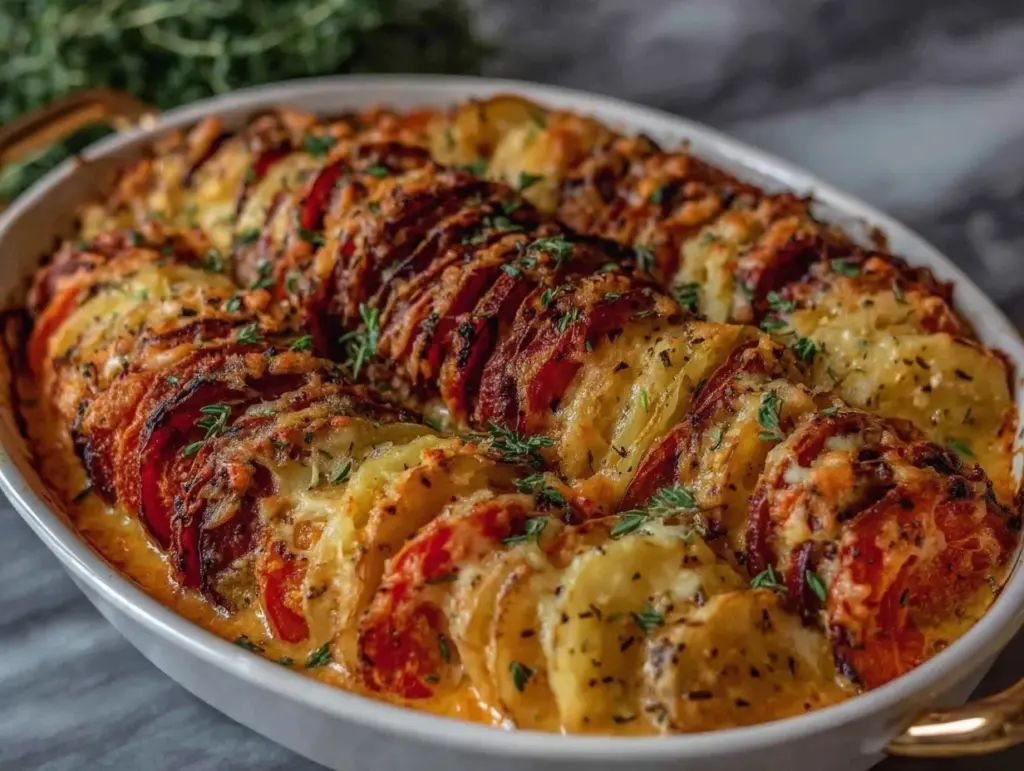 creamy root vegetable gratin - featured image