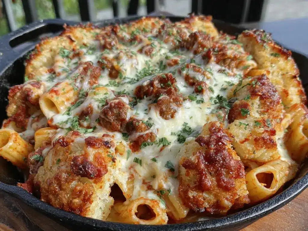 creamy sausage rigatoni bake - featured image