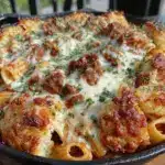 creamy sausage rigatoni bake - featured image