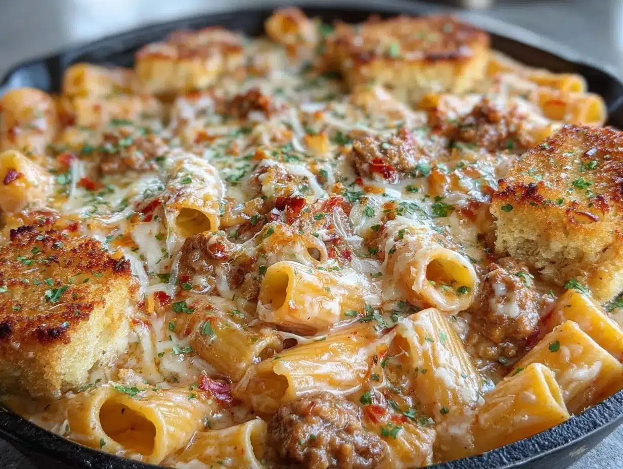 creamy sausage rigatoni bake preparation steps